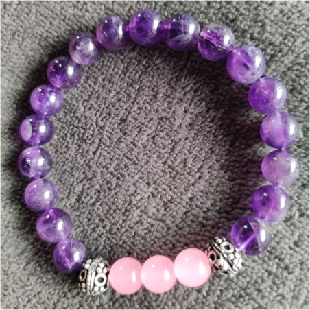 Bracelet Quartz Rose et Améthyste