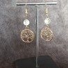 Boucles d'Oreilles Citrine et Arbre de Vie Doré