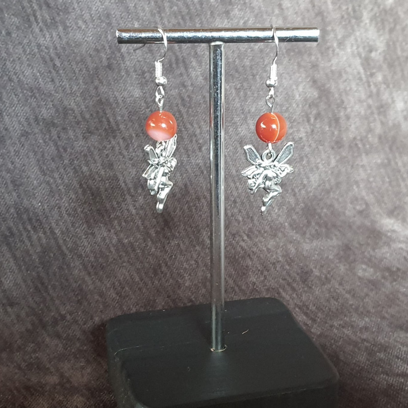 Boucles d'oreilles Cornaline et Fée 19ème Siècle