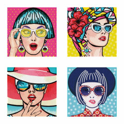 Kit Broderie Diamant Mini Dotz - Modern Women - 4 Motifs à Broder