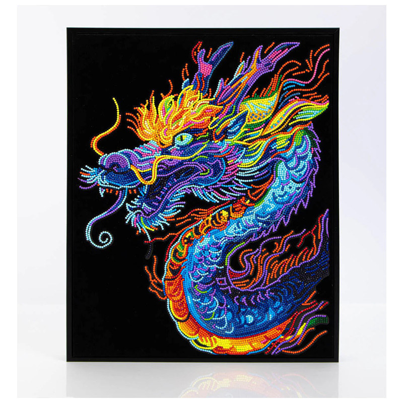 Kit Broderie Diamant Neon Noir - Dragon - Créature Légendaire sur Toile Flock
