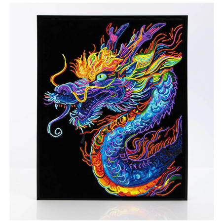 Kit Broderie Diamant Neon Noir - Dragon - Créature Légendaire sur Toile Flock
