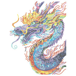 Kit Broderie Diamant Neon Noir - Dragon - Créature Légendaire sur Toile Flock