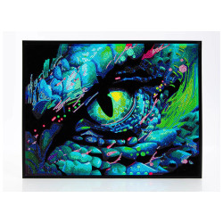 Kit Broderie Diamant Neon Noir – Dragon Eye – Œil de Dragon en Strass Fluorescents