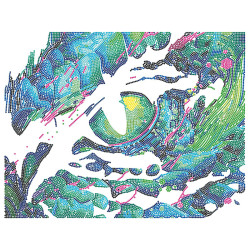 Kit Broderie Diamant Neon Noir – Dragon Eye – Œil de Dragon en Strass Fluorescents