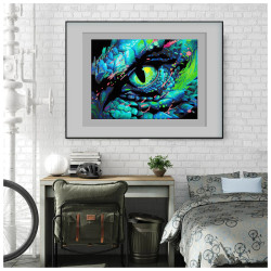 Kit Broderie Diamant Neon Noir – Dragon Eye – Œil de Dragon en Strass Fluorescents