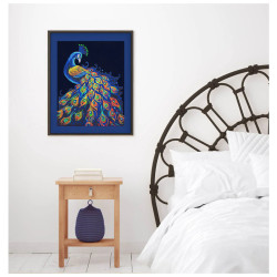Kit Broderie Diamant Neon Noir - Peacock - Paon en Strass Fluorescents