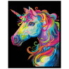 Kit Broderie Diamant Neon Noir - Unicorn - Licorne Fluo sur Toile Flock