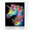 Kit Broderie Diamant Neon Noir - Unicorn - Licorne Fluo sur Toile Flock