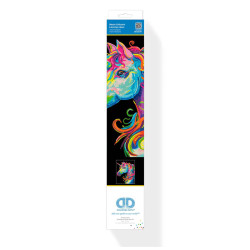 Kit Broderie Diamant Neon Noir - Unicorn - Licorne Fluo sur Toile Flock