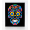 Kit Broderie Diamant Neon Noir - Sugar Skull - Crâne Mexicain Fluo sur Toile Flock