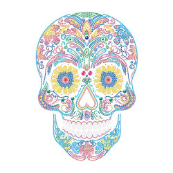 Kit Broderie Diamant Neon Noir - Sugar Skull - Crâne Mexicain Fluo sur Toile Flock