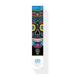 Kit Broderie Diamant Neon Noir - Sugar Skull - Crâne Mexicain Fluo sur Toile Flock