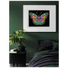 Kit Broderie Diamant Neon Noir - Butterfly - Papillon Fluo sur Fond Noir
