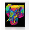 Kit Broderie Diamant Neon Noir - Elephant - Animal Fluo sur Fond Noir