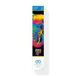 Kit Broderie Diamant Neon Noir - Elephant - Animal Fluo sur Fond Noir