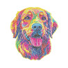 Kit Broderie Diamant Neon Noir - Golden Retriever - Chien Fluo sur Fond Noir