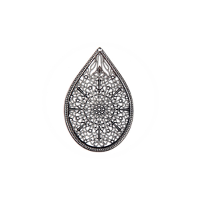 2 Charms Goutte 35 mm - Laiton brut finition argent - Pour bijoux DIY