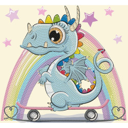 Coffret Broderie Diamant Enfant - Dotzies Dragon sur son Skate