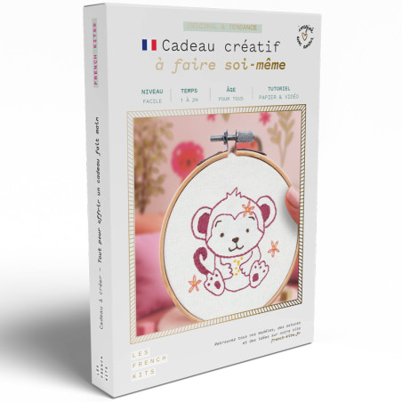 kit broderie bébé singe DIY complet