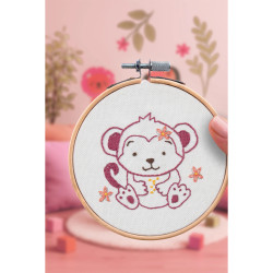 Kit broderie Bébé Singe DIY - Décoration enfant joyeuse