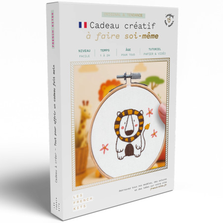 kit broderie lion courageux DIY complet