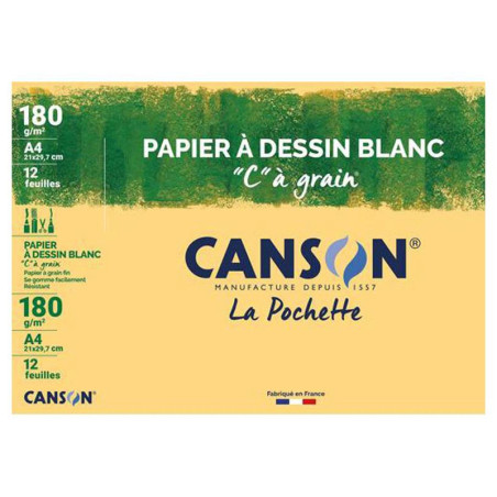 Papier Dessin Canson C à Grain A4 180g – 12 Feuilles
