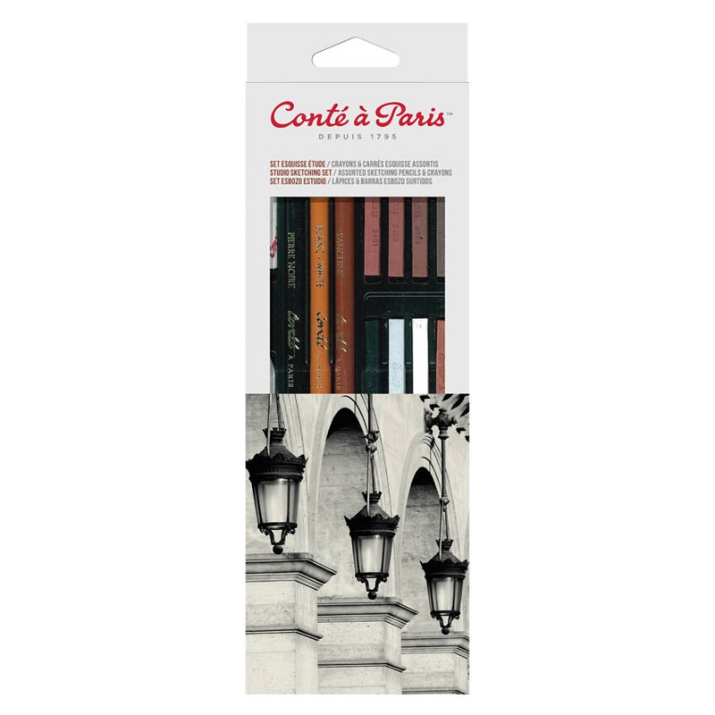 Set d'Esquisse Étude Conté à Paris - Libérez votre créativité avec cet ensemble complet pour esquisses expressives.