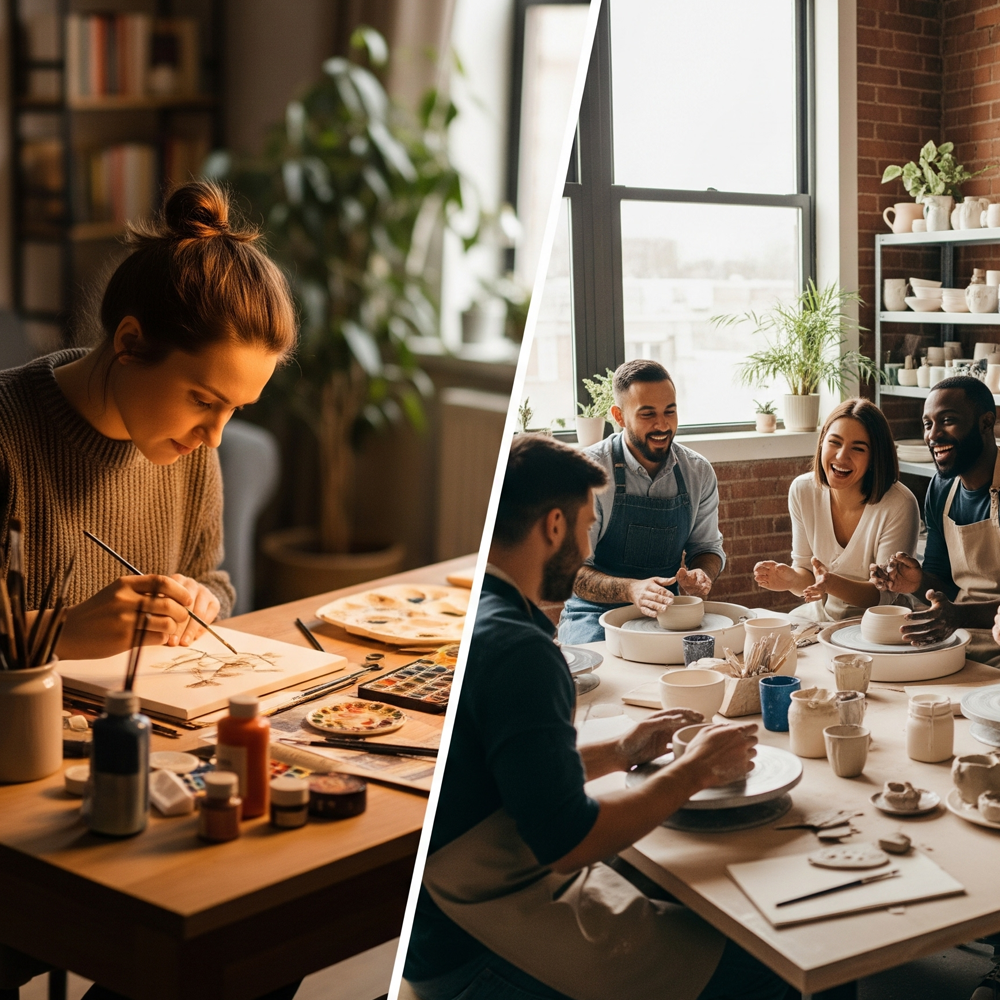 Apprendre une activité créative : Seul(e) ou en groupe ? Le guide pour choisir.