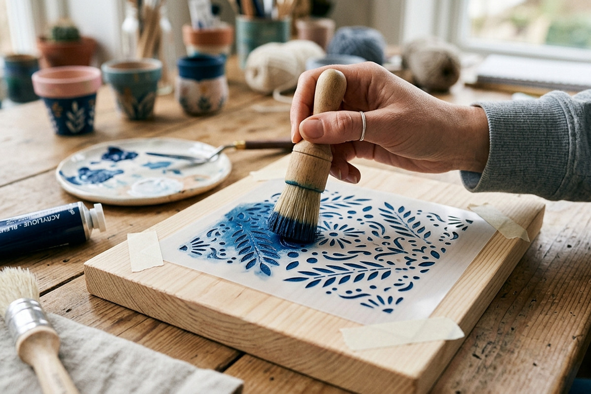 Quel matériel est indispensable pour débuter la peinture au pochoir ?